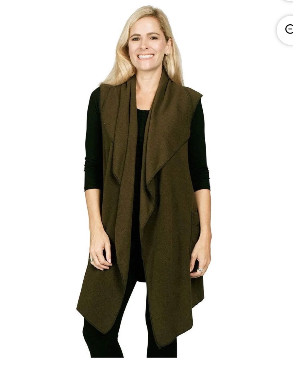 EUC Le Moda Olive Draped Open-Front Knit Vest - Women's Sweater, Size XL
